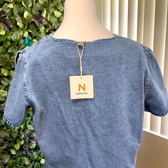 Noracora NWT Denim Jean mini Dress Button up front| Split Sleeves Size XL - Picture 4 of 11
